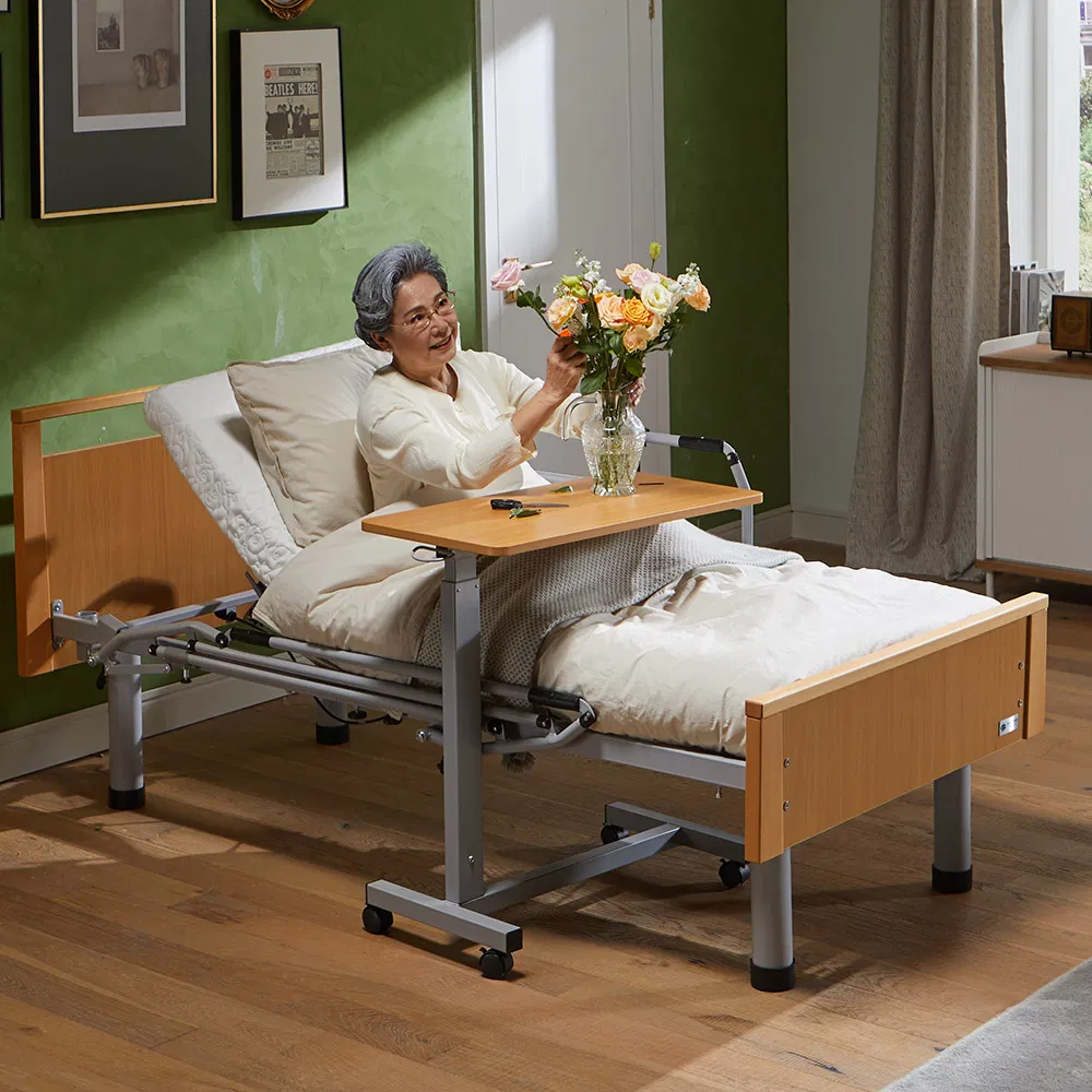 Premium Adjustable Wooden Electric Bed for Home Care Comfort
