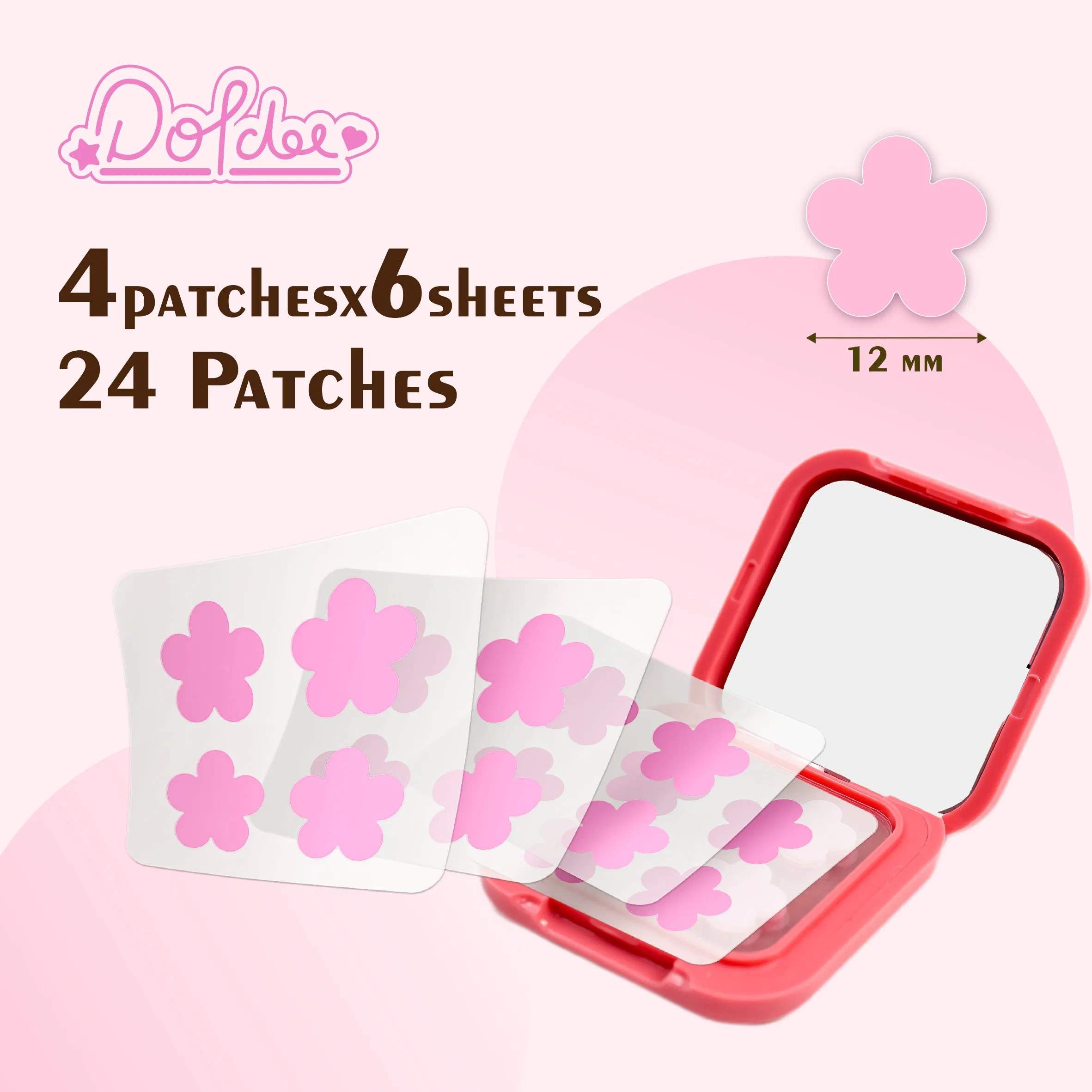 Custom 4dots/6dots/9dots/12dots Acne Patches Colorful Acne Patch Hydrocolloid Pimple Patches Mirror Box