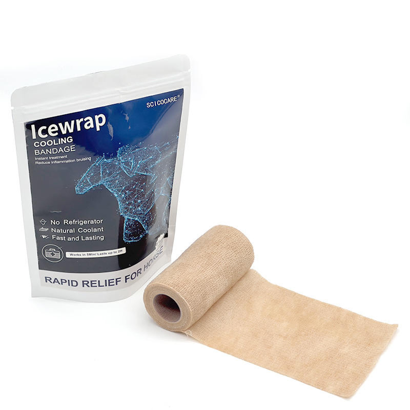 Reusable Therapeutic Cooling Horse Bandage Self-Adhering Ice Wrap Bandage for Veterinary