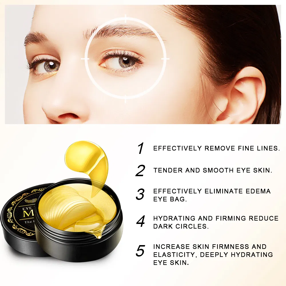 24K Gold Collagen Mask Removing Dark Circle and Fine Lines Custom Logo Deep Hydration Wholesale Anti-Wrinkle for Eye