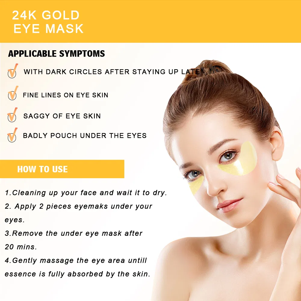 24K Gold Collagen Mask Removing Dark Circle and Fine Lines Custom Logo Deep Hydration Wholesale Anti-Wrinkle for Eye