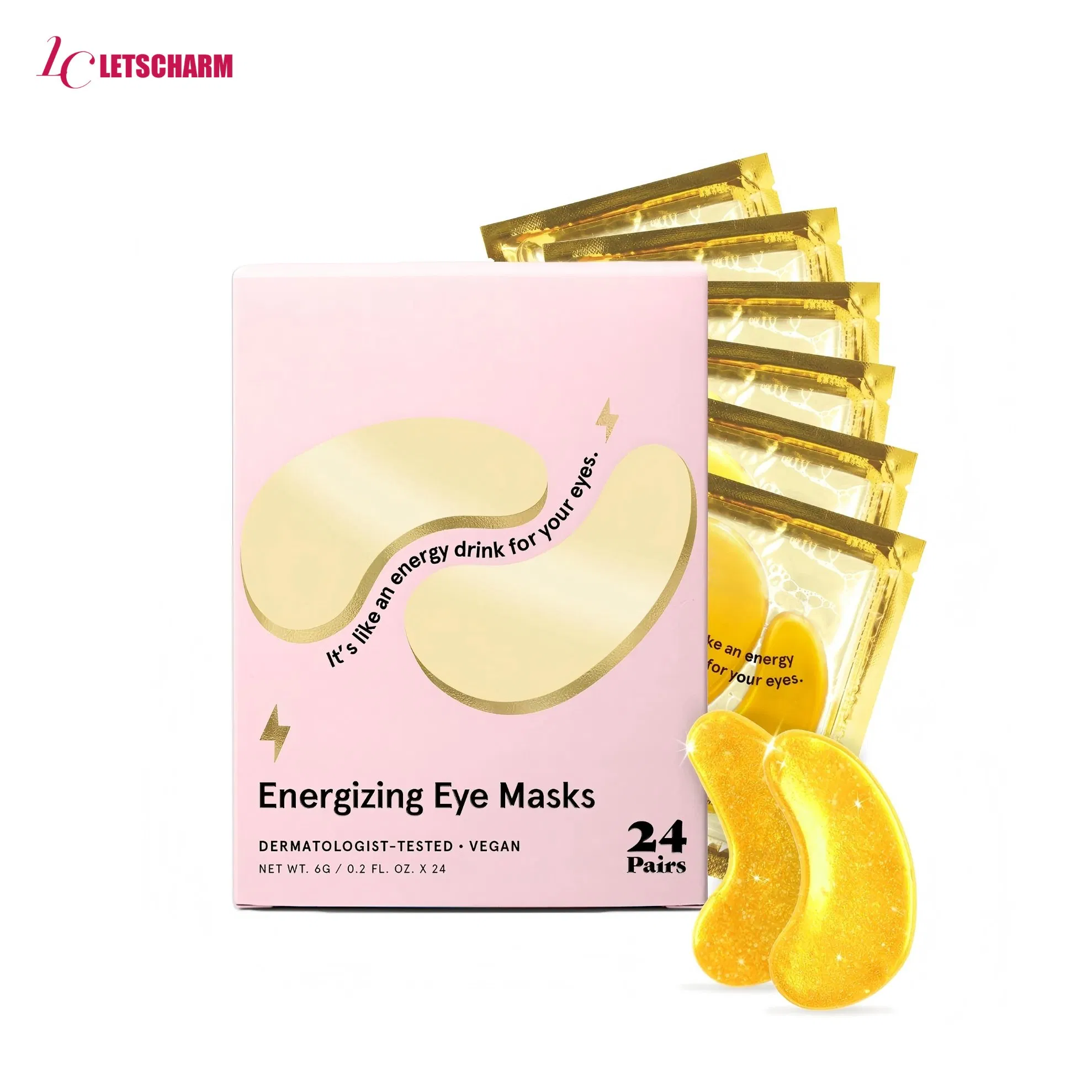 Ls011 Private Label 24K Gold Eye Masks: Collagen, Anti-Wrinkle, 6 Pairs