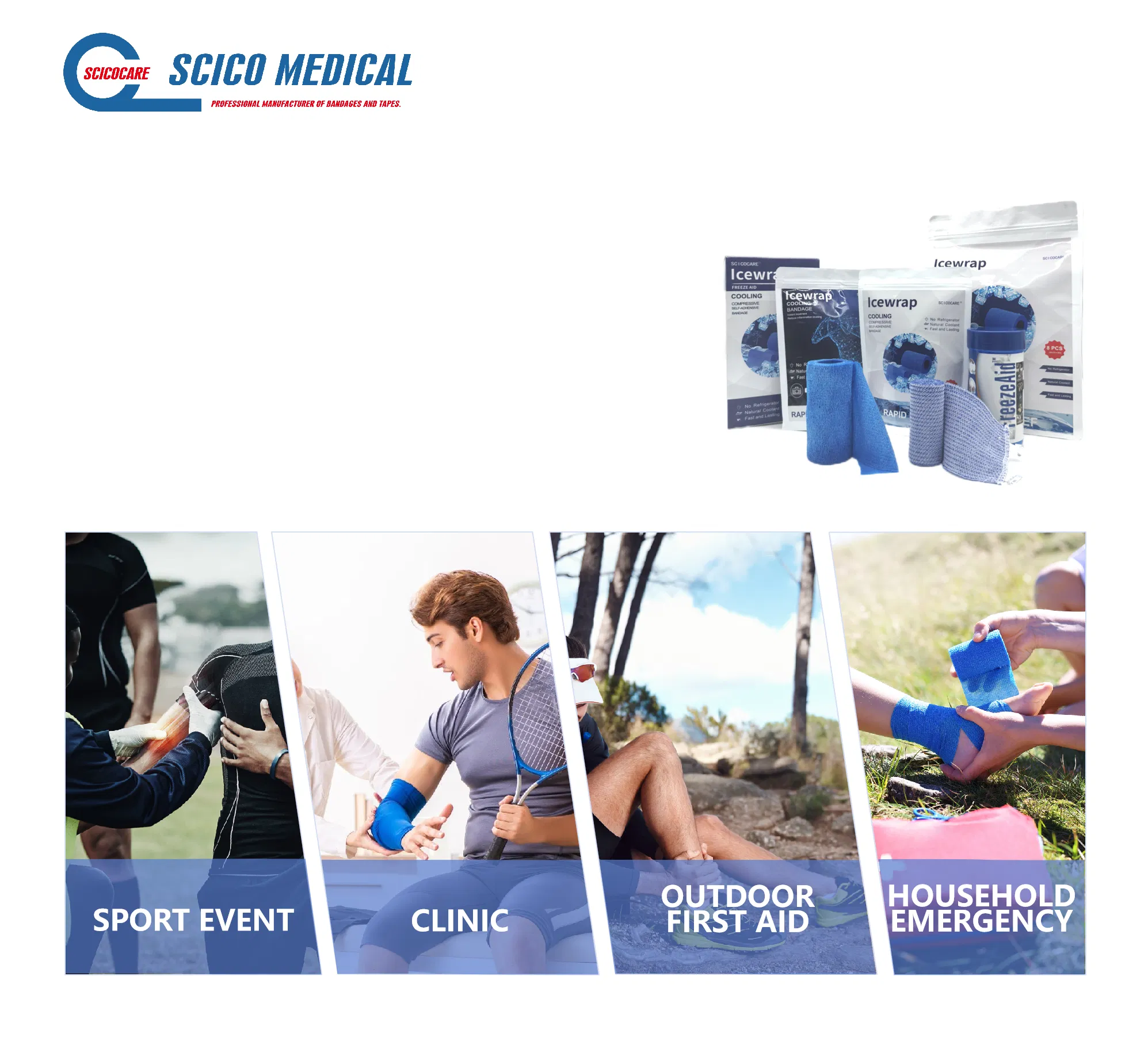 CE Cooling Elastic Bandage for Rapid Muscle Pain Relief with Menthol Compression