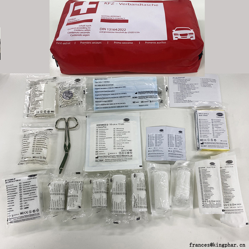 Din13164 2022 Car First Aid Kit Vehicle Automoble Emergency First Aid Kit with Ce Iso13485 Approved