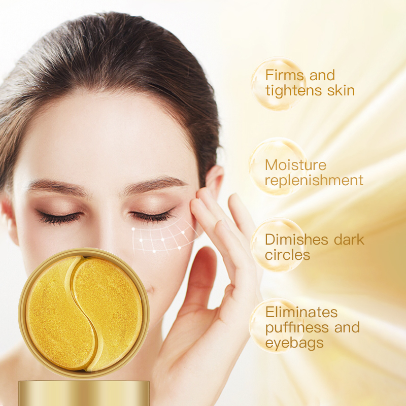 Customize Logo Eye Gel Pads Patches 24K Gold Anti-Wrinkle-Moisture Crystal Collagen 24K Eye Mask