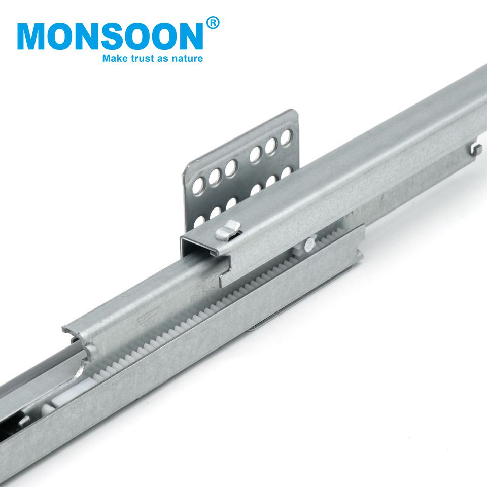 Manufacturer Wholesale Under Mounted Zinc Plated Slim Metal Box Hidden Correderas Push 167mm Height Grey Glass Drawer System