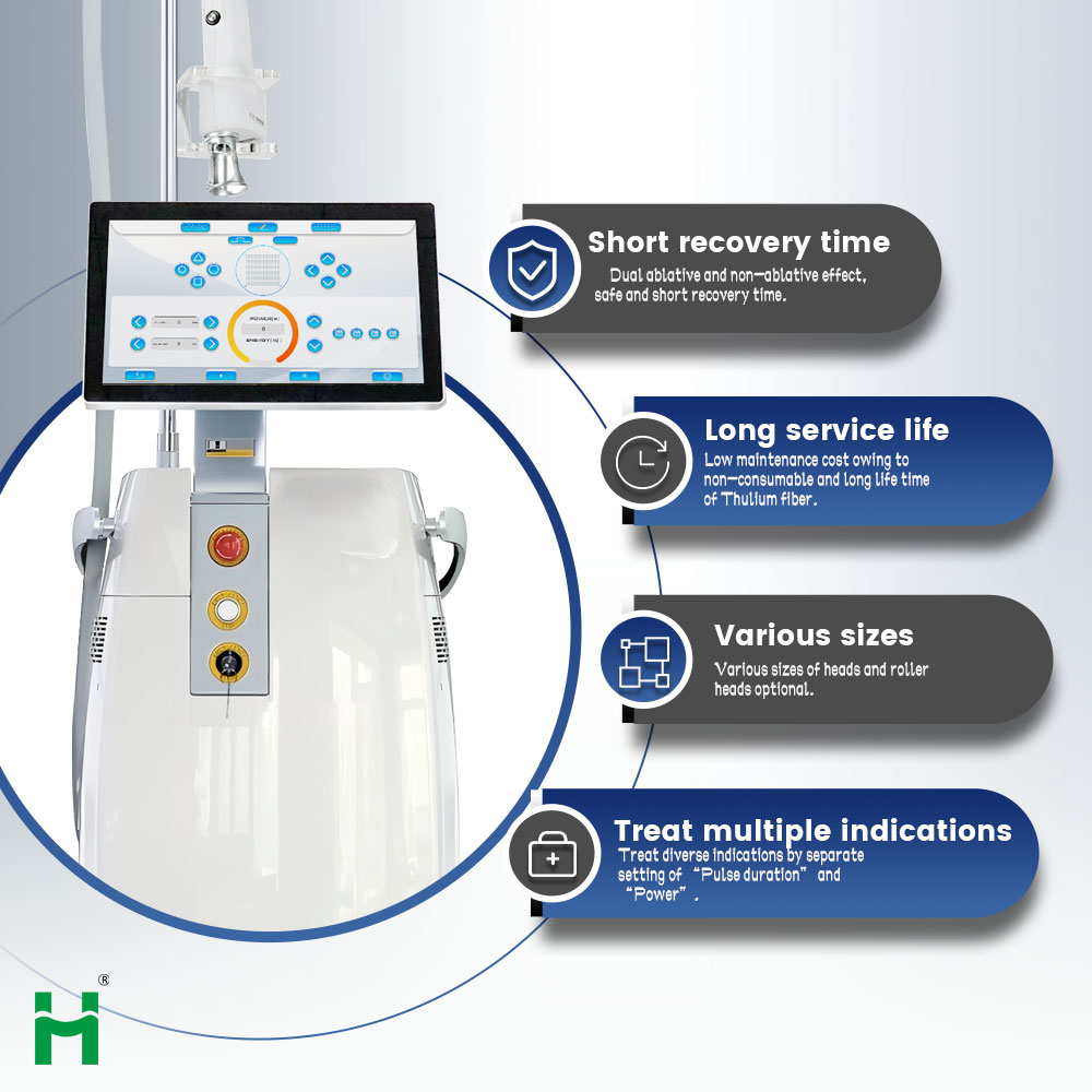 Fiber Laser Fractional Laser Scar Removal Pigmentation Removal Melasma Removal Acne Treatment 1927nm Thulium Laser Machine