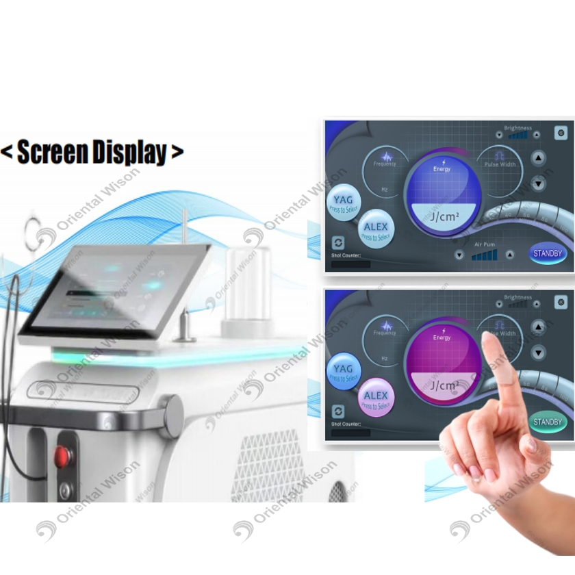 Advanced Smart Big Touch Screen 755 Alexandrite Laser Equipment 755nm 1064nm Home Salon Use Features Dcd Skin Cooling System
