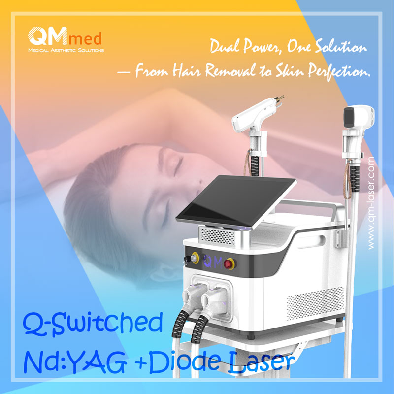 Professional Multifunctional Diode Pico 2 in 1 Laser Hair Removal Tattoo Removal 2 in 1 Diode ND YAG Laser Machine