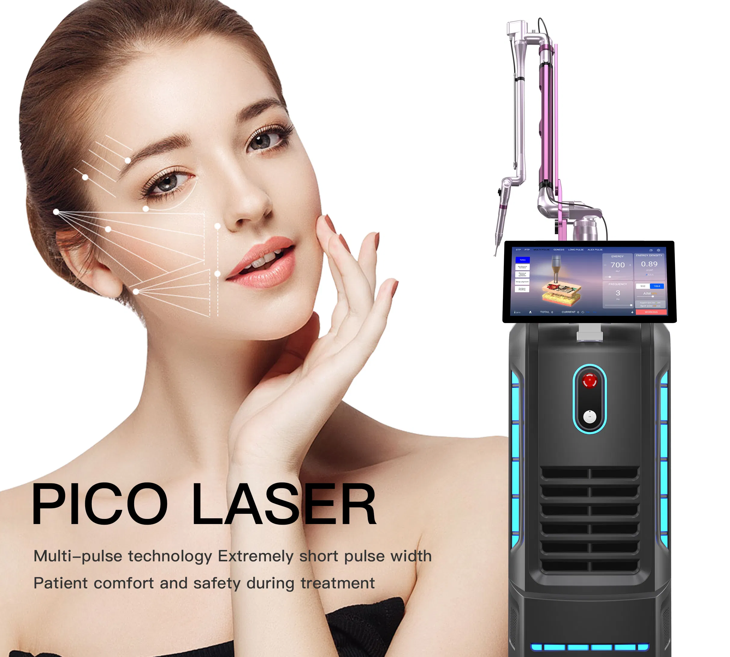 Advanced Multi-Wavelength Laser Tattoo Removal System for All Skin Types