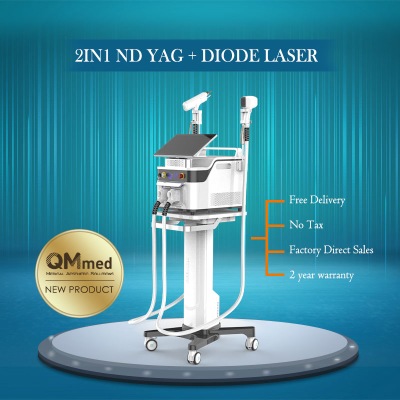 Professional Multifunctional Diode Pico 2 in 1 Laser Hair Removal Tattoo Removal 2 in 1 Diode ND YAG Laser Machine