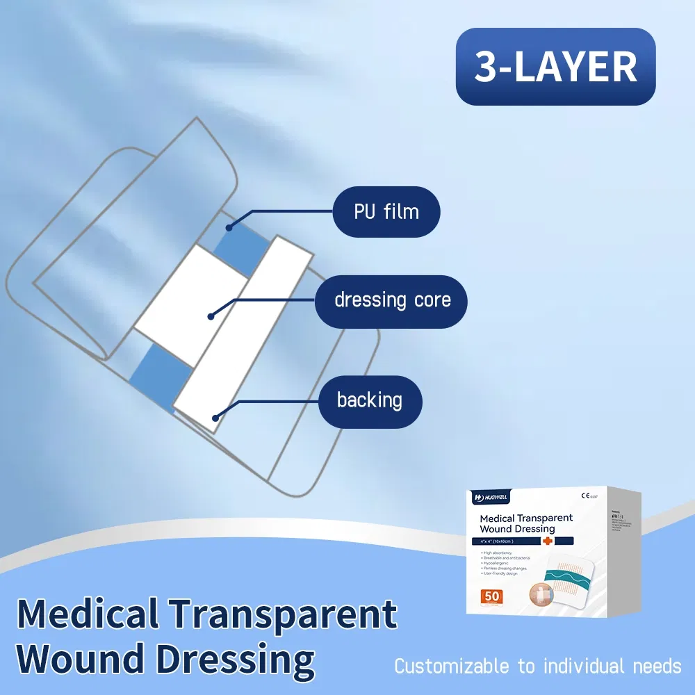 Medical Sterile Waterproof Dressing, Large Picc IV Cannula Patch, Transparent Film Dressing for Cesarean Section, Custom OEM Manufacturing