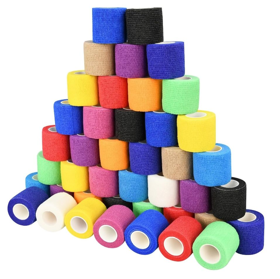 Self Adherent Cohesive Bandage Wrap Medical Tape, Adhesive Flexible Breathable First Aid Non Woven Rolls, Stretch Athletic, Ankle Sprains &amp; Swelling
