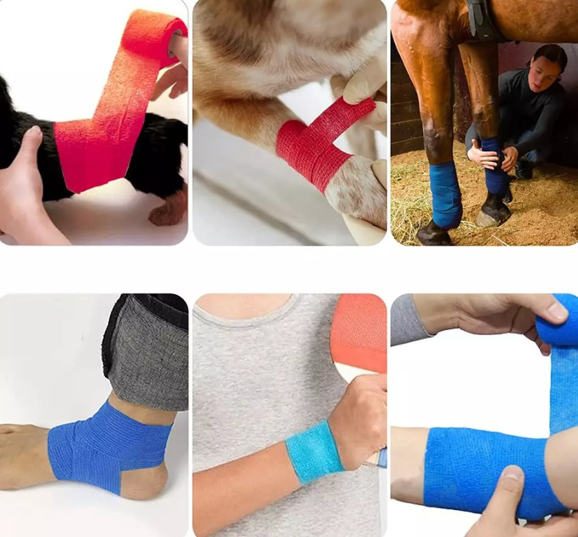 Self Adherent Cohesive Wrap Horse Bandages Tape Equine Cohesive Bandages Custom Colored Sports Tape Non-Woven Elastic Cohesive Bandage