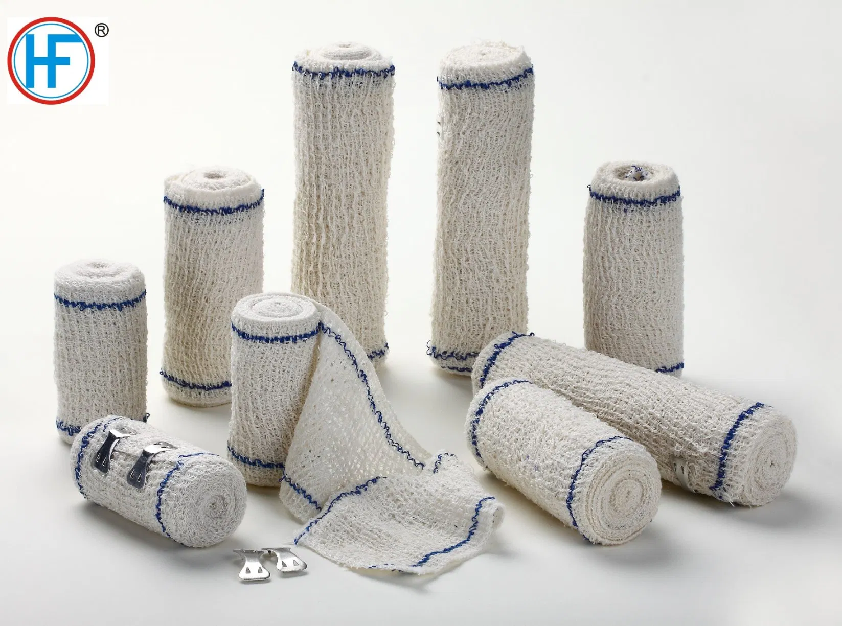 Mdr CE Approved/OEM/Hot Sales/Sterile or Sterile Dressing Cotton Crepe Blue/Red Line Elastic Bandage