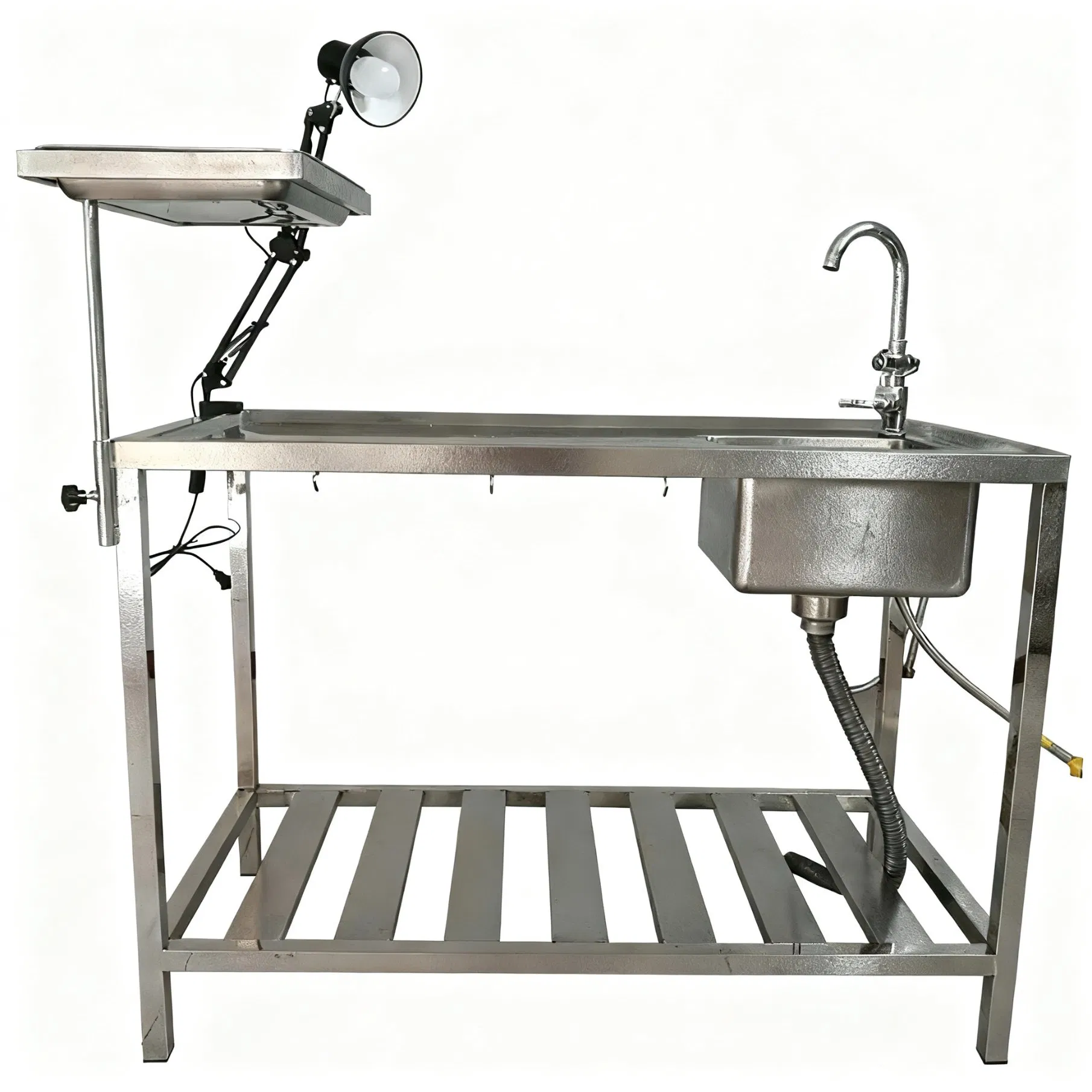 Veterinary Equipment Stainless Steel Veterinary Deplaning Table with Integrated Sink Infusion Stand