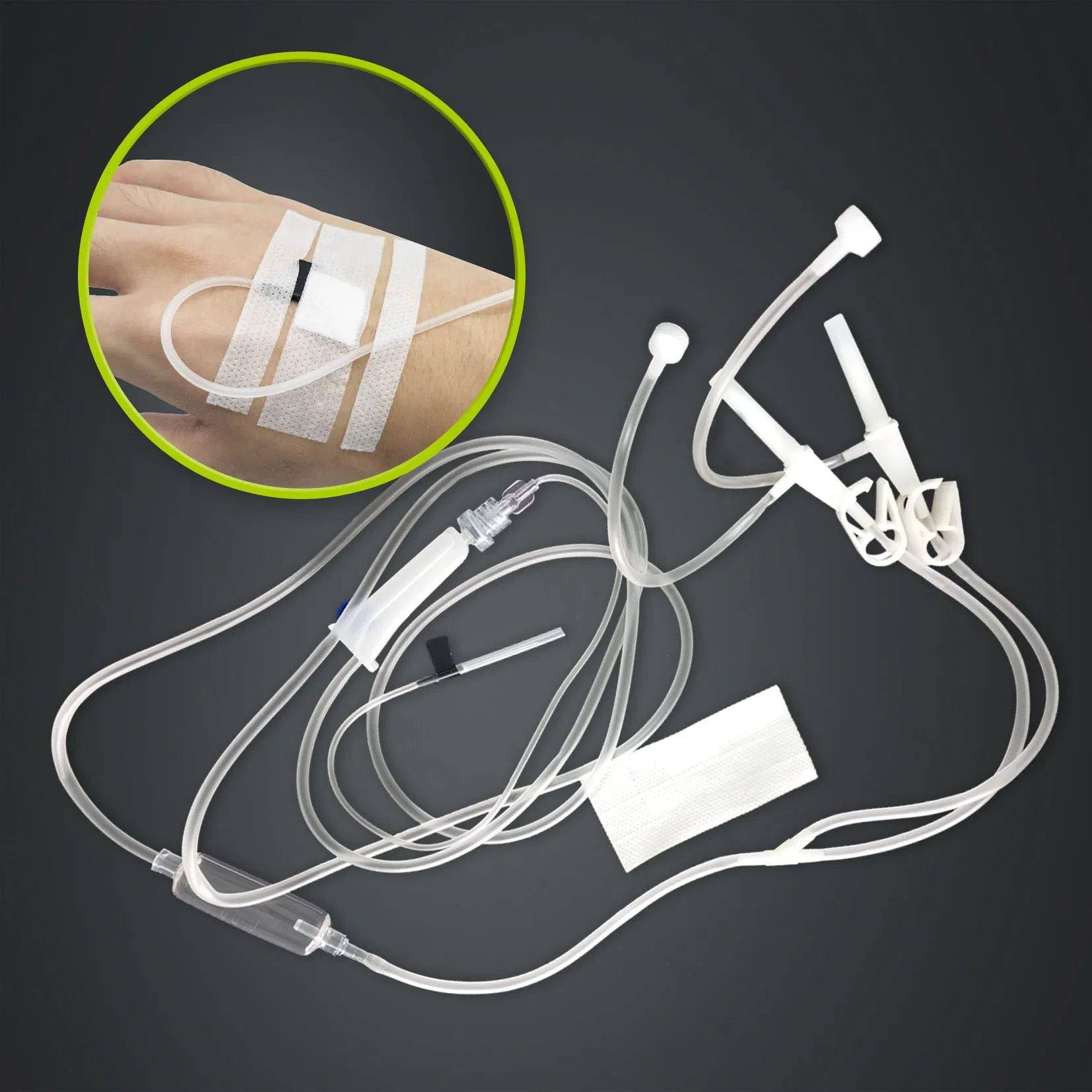 Medical Products Disposable IV Infusion Set with Needle and Infusion Patch