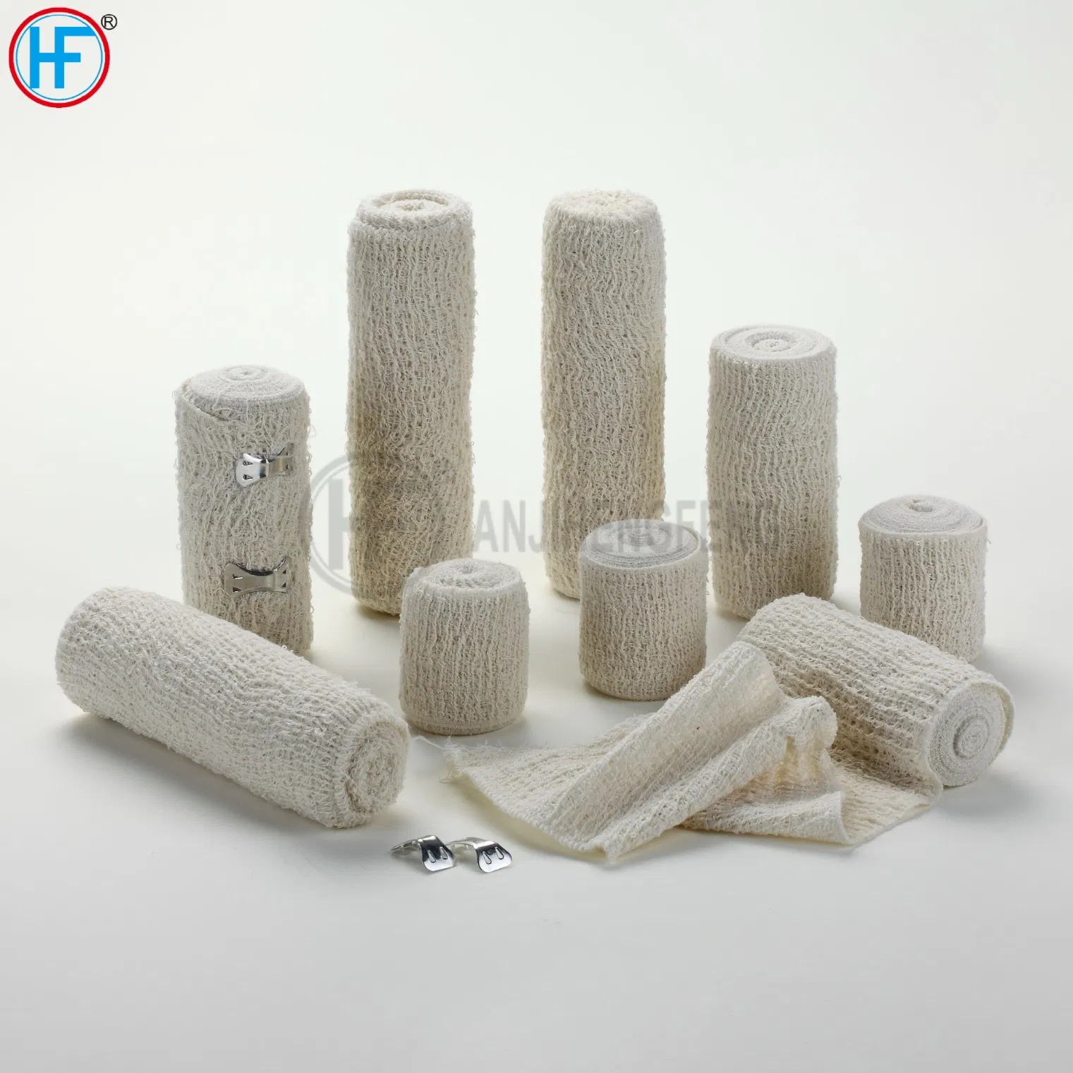 Medical Wound Dressing Red (Blue) Line Elastic Crepe Bandage Medical ISO13485 Approved with OEM