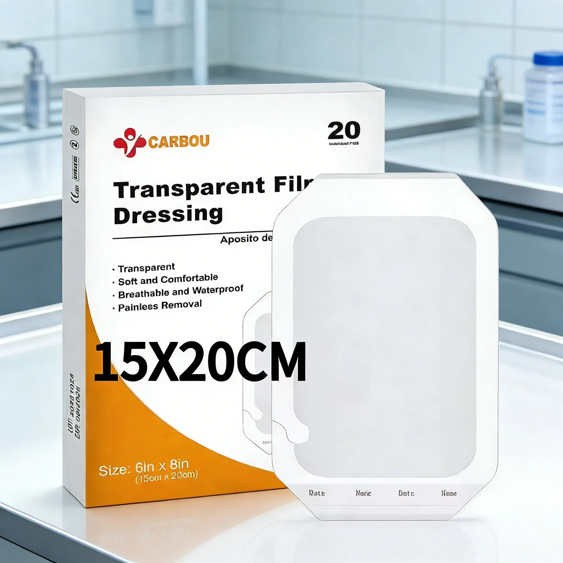 Carbou 15*20cm Breathable Waterproof Painless Removal Transparent Film Patch IV Catheter Dressing