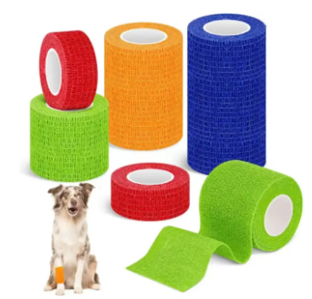 Custom 5cm Non-Woven Wrap Animal Self Adhesive Adherent Vet Cotton Dog Pet Self-Adhesive Elastic Cohesive Bandage