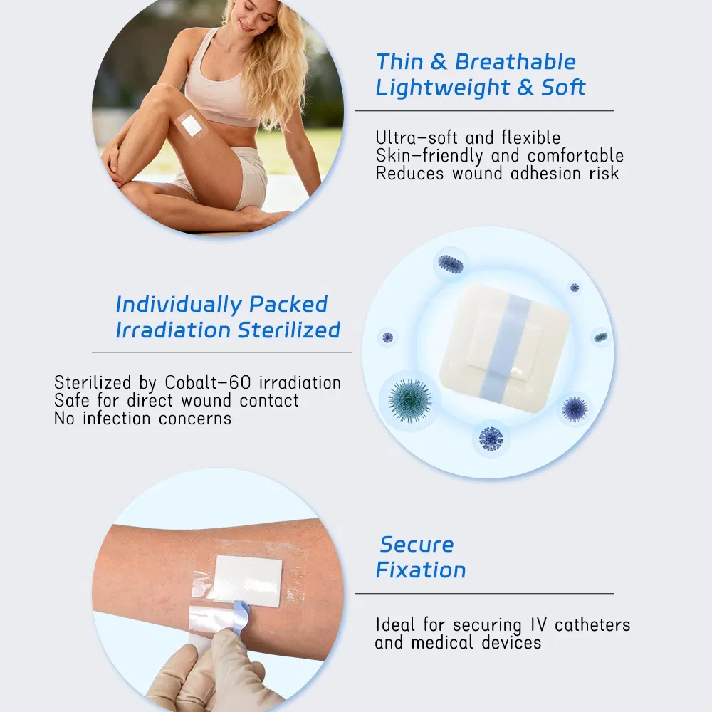 Medical Sterile Waterproof Dressing, Large Picc IV Cannula Patch, Transparent Film Dressing for Cesarean Section, Custom OEM Manufacturing