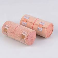 Disposable Elastic Bandage Rolls Skin Color Rubber Cotton Crepe Natural High Compression Elastic Plain Bandage Rolls for Surgical Hospital