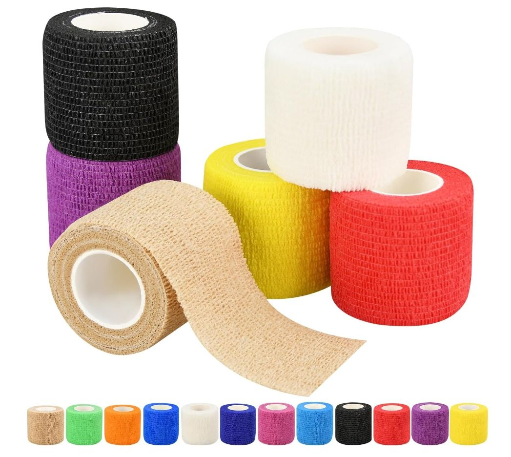 Self Adherent Cohesive Bandage Wrap Medical Tape, Adhesive Flexible Breathable First Aid Non Woven Rolls, Stretch Athletic, Ankle Sprains &amp; Swelling