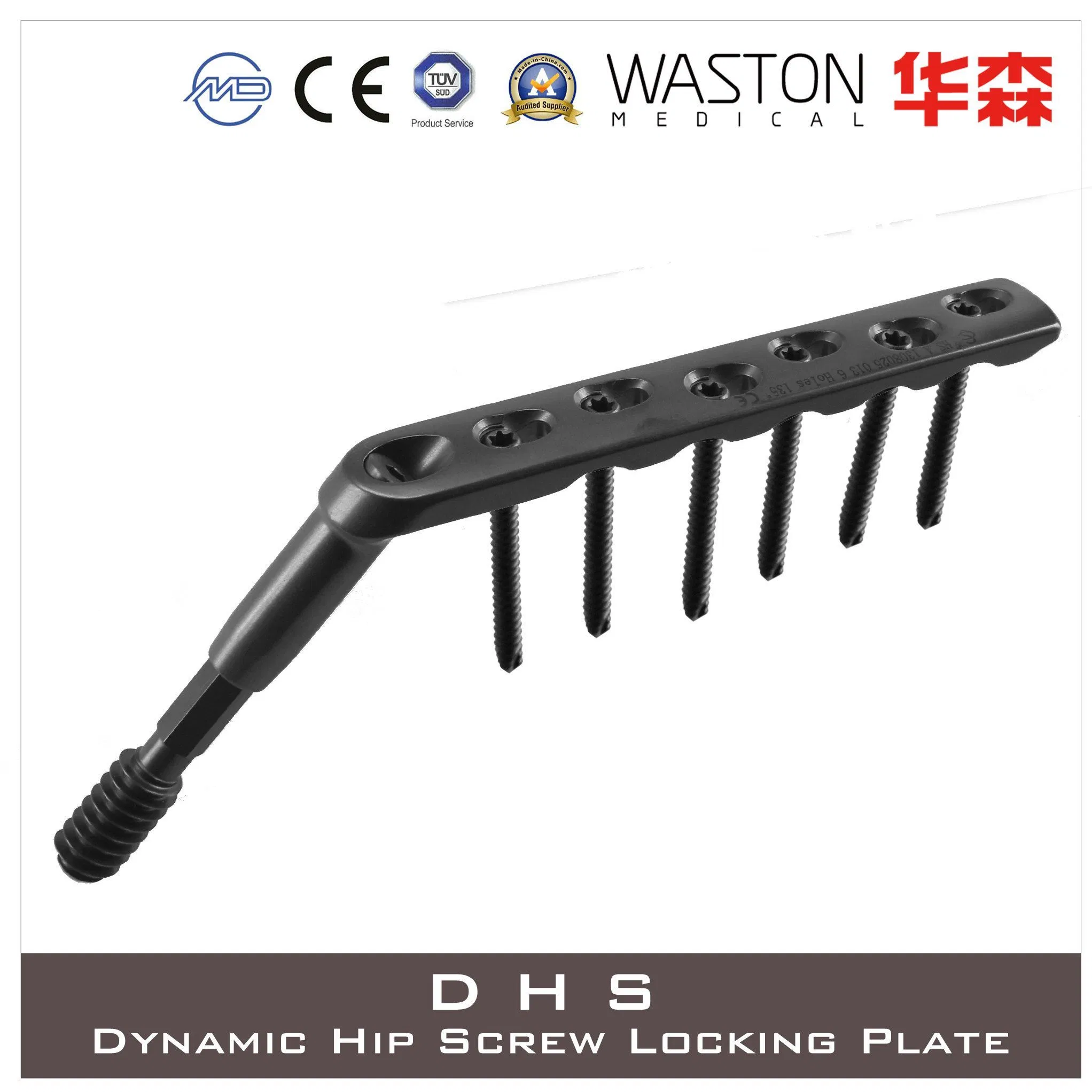 Surgical Instrument Titanium Dynamic Hip Screw (DHS) Locking Plate with Available Combined Hole