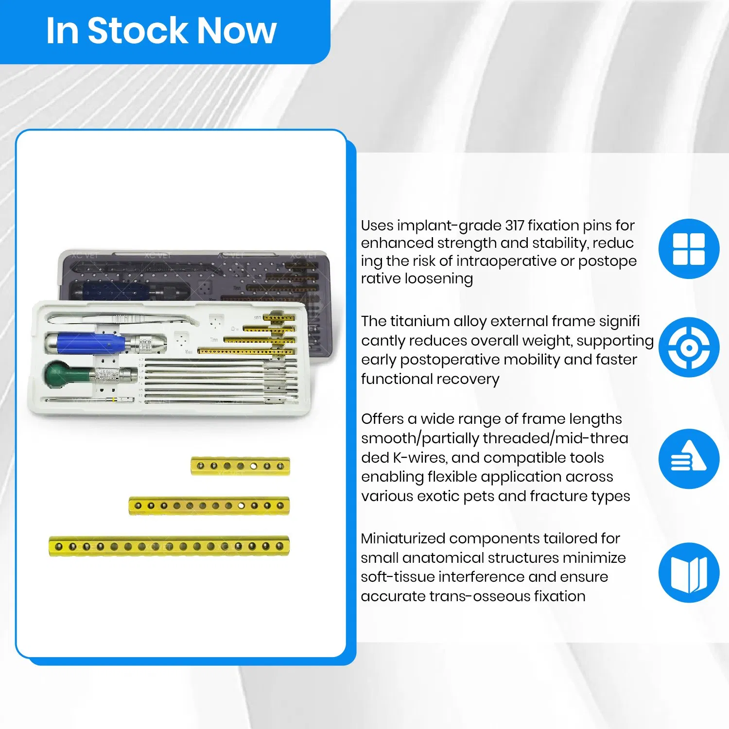 Mini External Fixator for Exotic Pets - Birds, Reptiles &amp; Small Mammals. Compact &amp; Strong Veterinary Orthopedic Solution