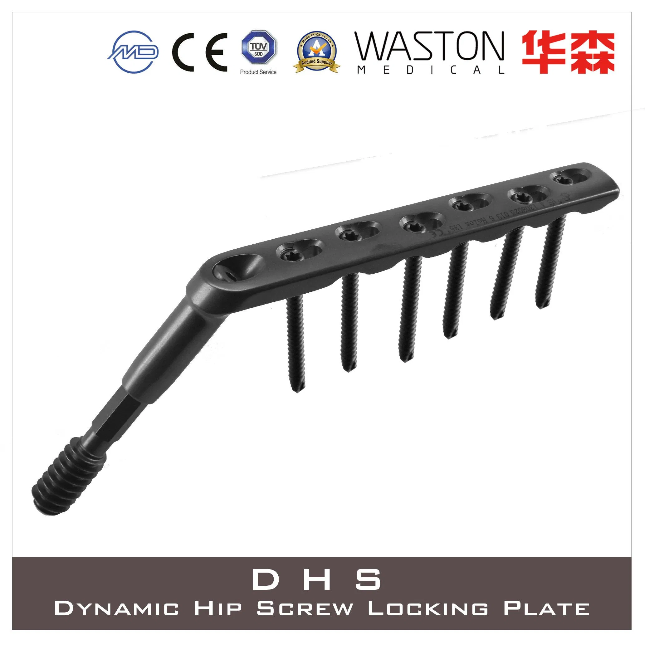 Surgical Instrument Titanium Dynamic Hip Screw (DHS) Locking Plate with Available Combined Hole
