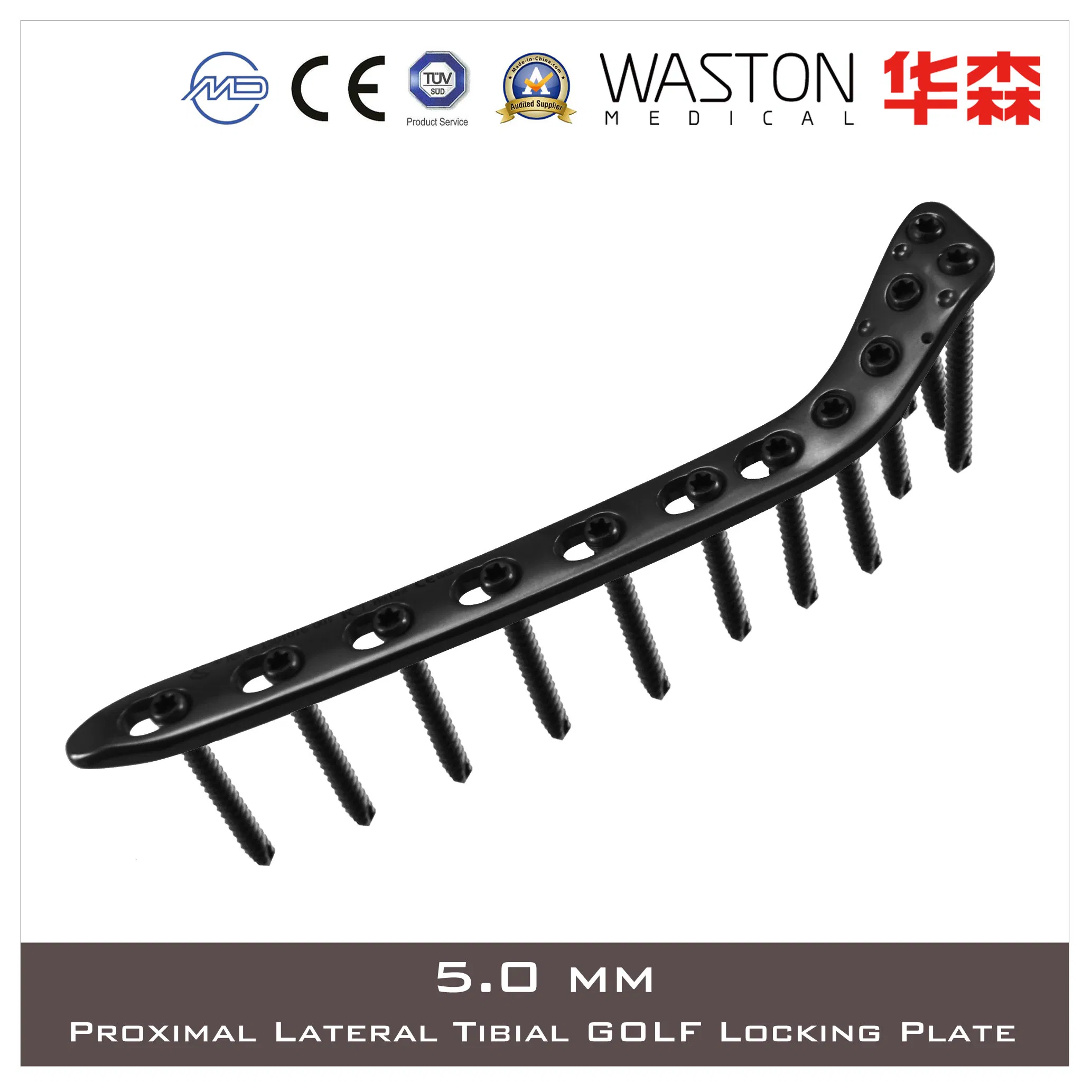 Surgical Instrument Titanium 5.0mm Proximal Lateral Tibial Golf Locking Plate with Available Combined or Multi-Angle Hole