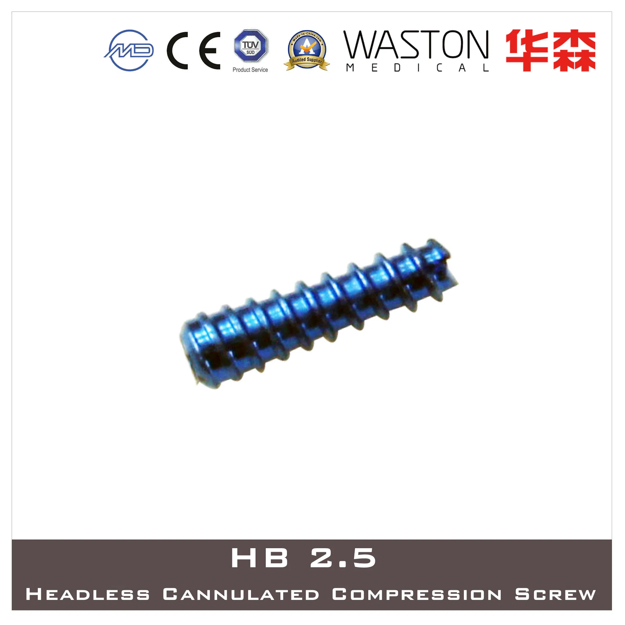 Hb6.5 Titanium Screw, Cancellous Bone Screw, Headless Cannulated Compression Screws