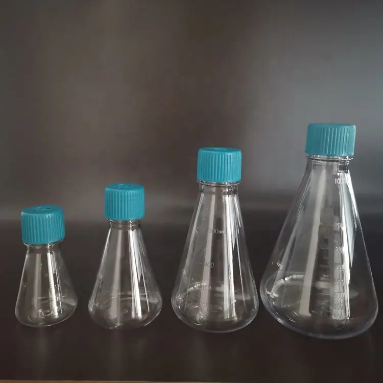 1000ml PETG Laboratory Flat Bottom Medical Conical Laboratory Erlenmeyer Flask for Cell Culture