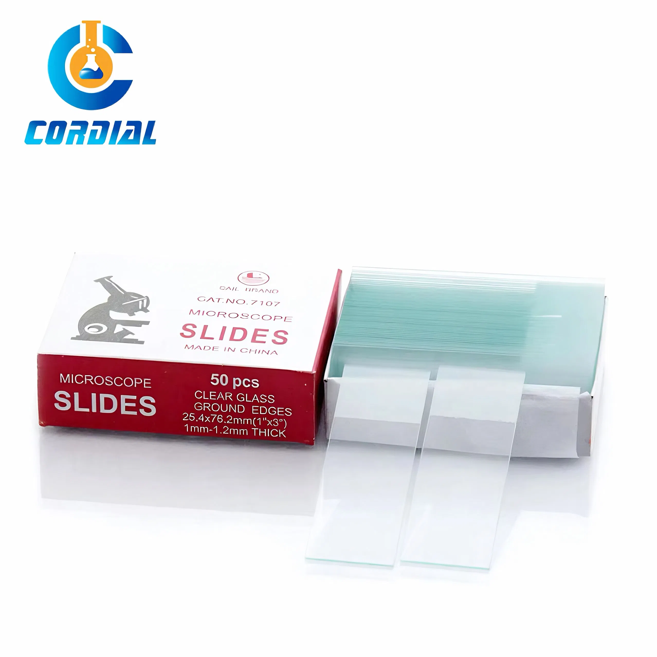 Cordial Lab 7105 Glass Microscope Slide with Frosted One End One Side for Laboratory Test