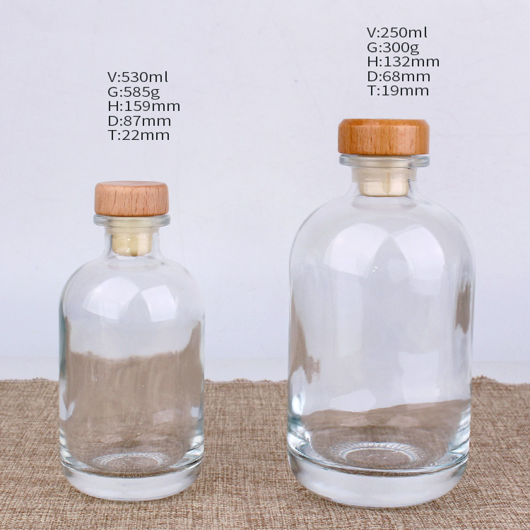 250ml Round Frosted Reagent Glass Bottle with T-Top Synthetic Cork