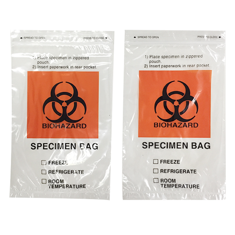 Customized 3 Layers Laborary Biohazard Specimen Bag Medical Sample Bag Ziplock LDPE Plastic Biohazard Specimen Transport Bag