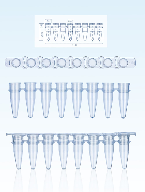 8 Strips PCR Tubes 0.2ml Micro Centrifuge Tube High Quality Extra Thin Wall