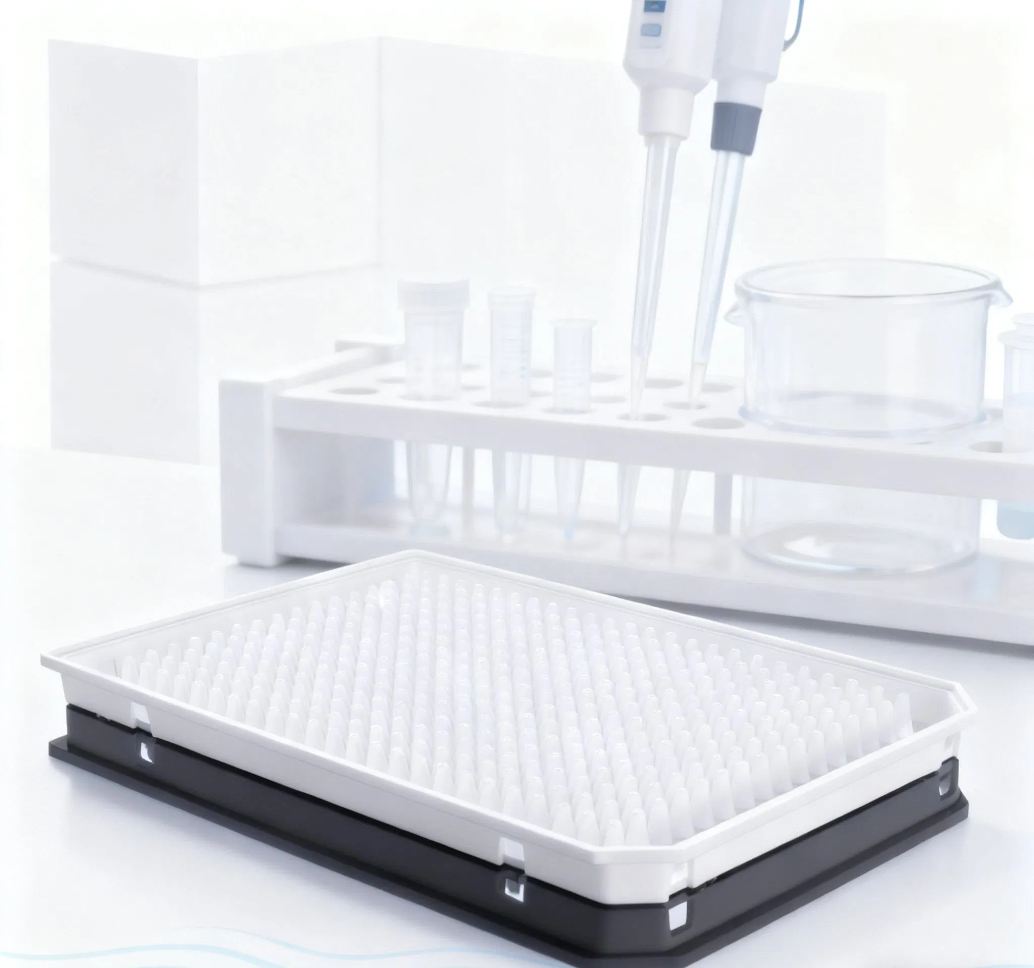 White Lab 384-Well PCR Plate, 40μL Full Skirt, Plastic Tube Frame Black