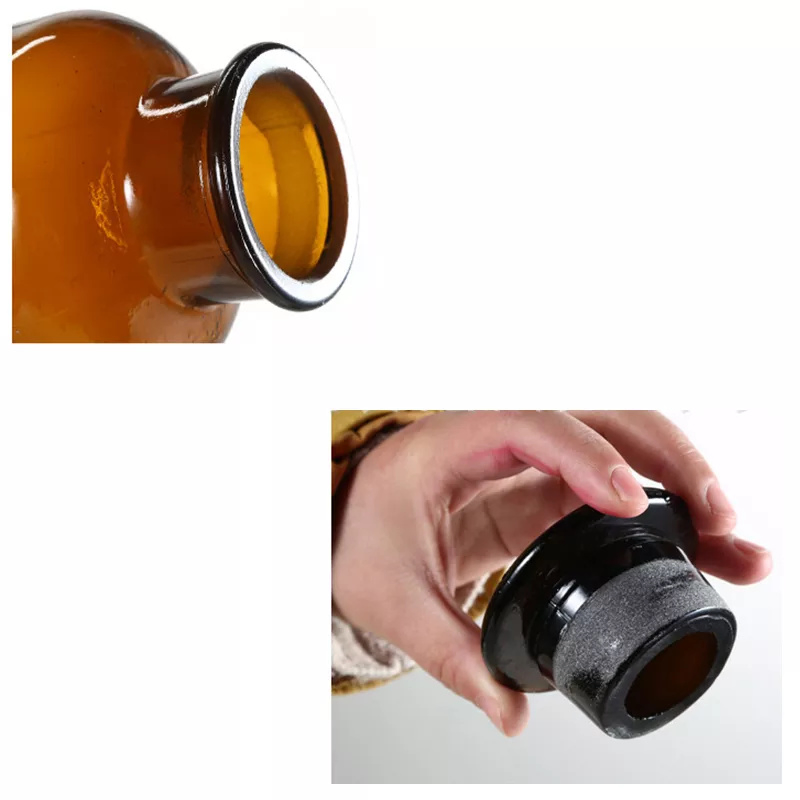 30ml 60ml 125ml 250ml 500ml 1000ml Wide Mouth Amber Reagent Glass Apothecary Bottles with Lid