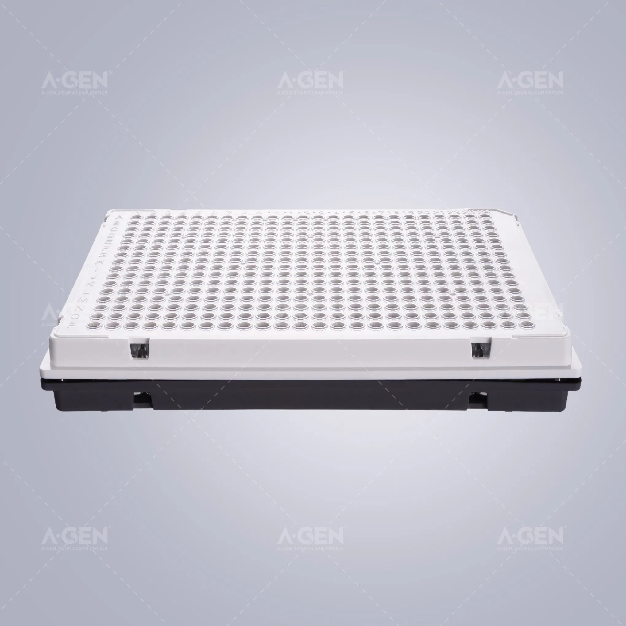 384 Well Micro Plate Dnase Rnase Free Fully Skirt 40UL Sterile PCR Plate for PCR Test with White Frame and Transparent Tube PCR-401-Cw