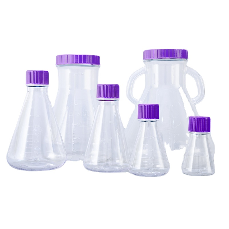 PC PETG 125ml 250ml 500ml 1000ml 2800ml 5000ml Plastic Cell Culture Bottle Shake Round Bottom Erlenmeyer Flask