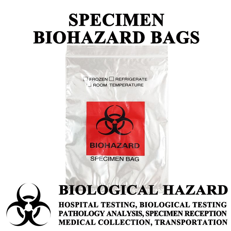 Biological Medical Hospital Laboratory Plastic Sample Collection Medicine Testing Packaging Specimen Bag Ziplock Biohazard Ziplock Closure Package 3 Layers