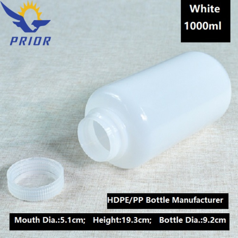 Plastic Sterile 1000ml HDPE White Wide Mouth Reagent Bottle