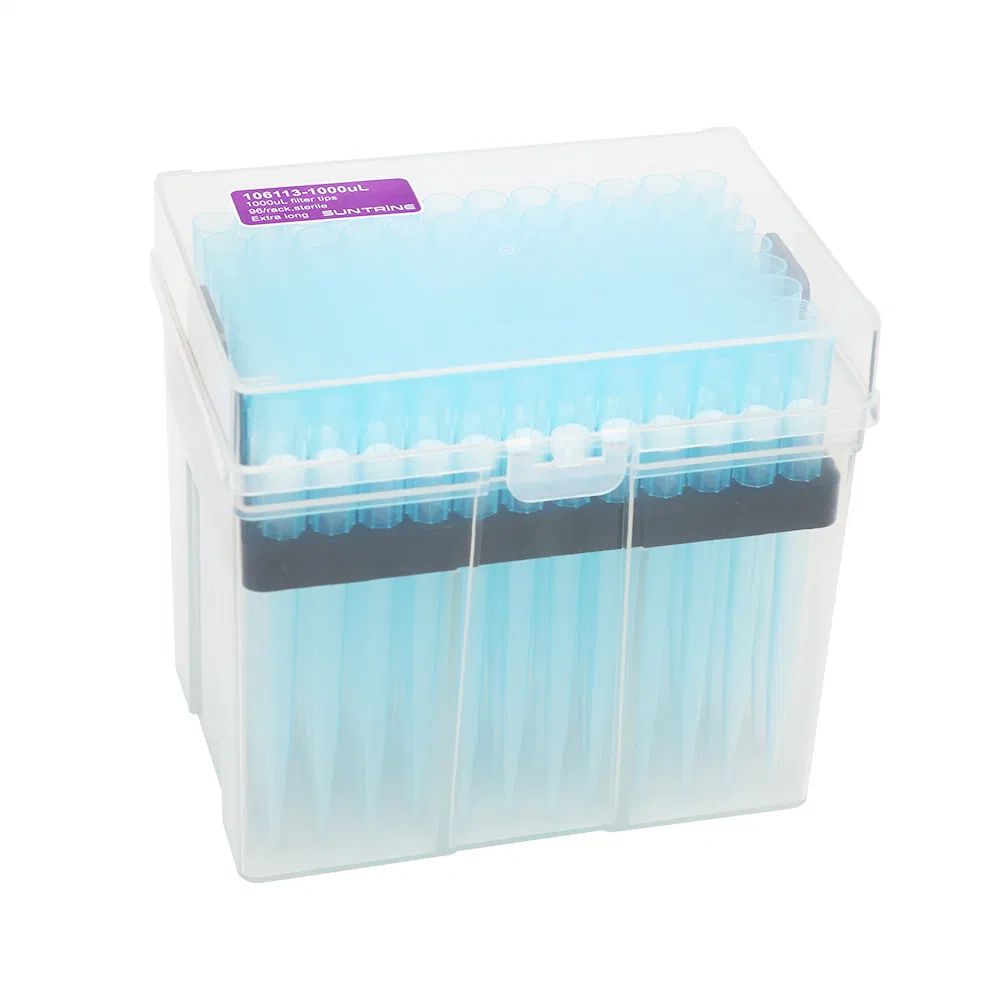 Laboratory Bagged Racked Clear Yellow Blue Low Rentation 10UL-1000UL Filtered Pipette Tip with Filter