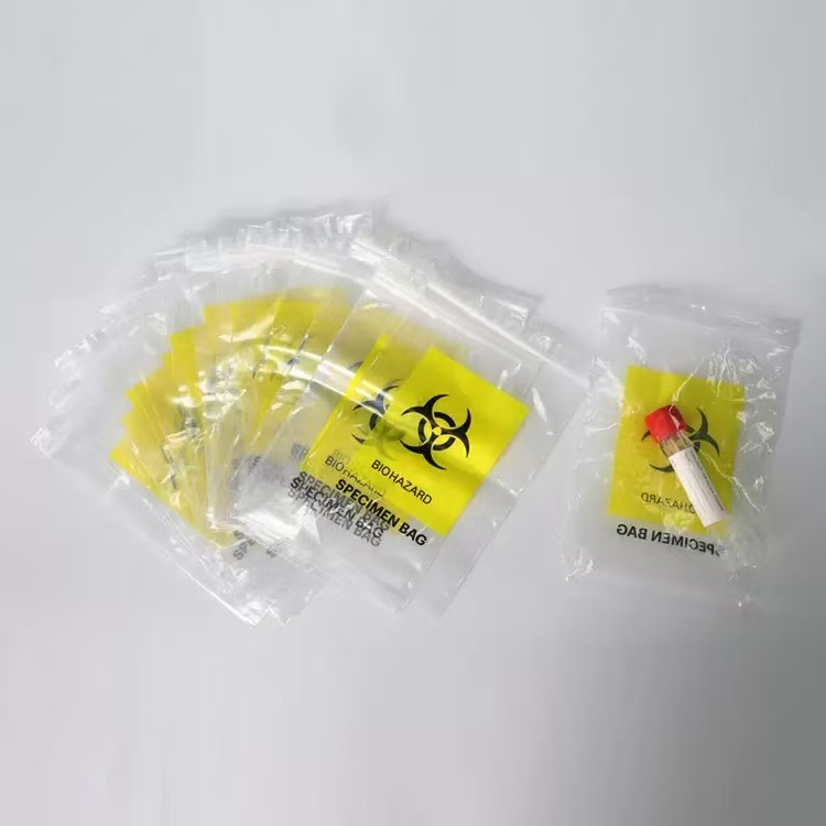 PP Material Thickned Steriled Yellow Lab Specimen Bag Waste Collection Bag Biohazard Bag