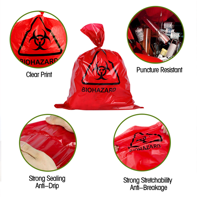 Yurui BPA Free Disposable Safety Sealing Laboratory Hospital Specimen Pill Packaging Custom 3 / 4 Layers 95kpa Biohazard Specimen Bag Trash Bag Pill Bag