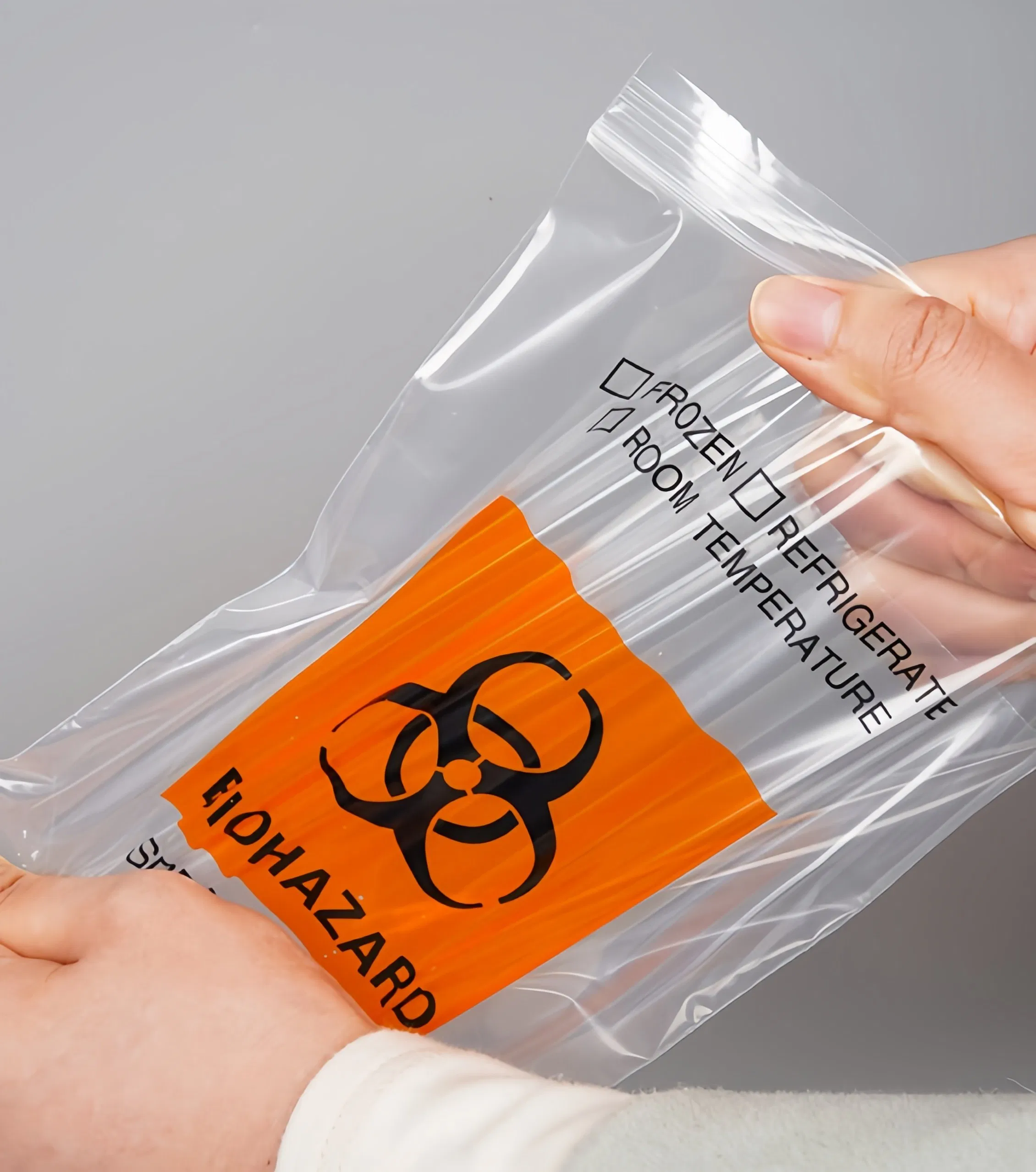 Customized 3 Layers Laborary Biohazard Specimen Bag Medical Sample Bag Ziplock LDPE Plastic Biohazard Specimen Transport Bag