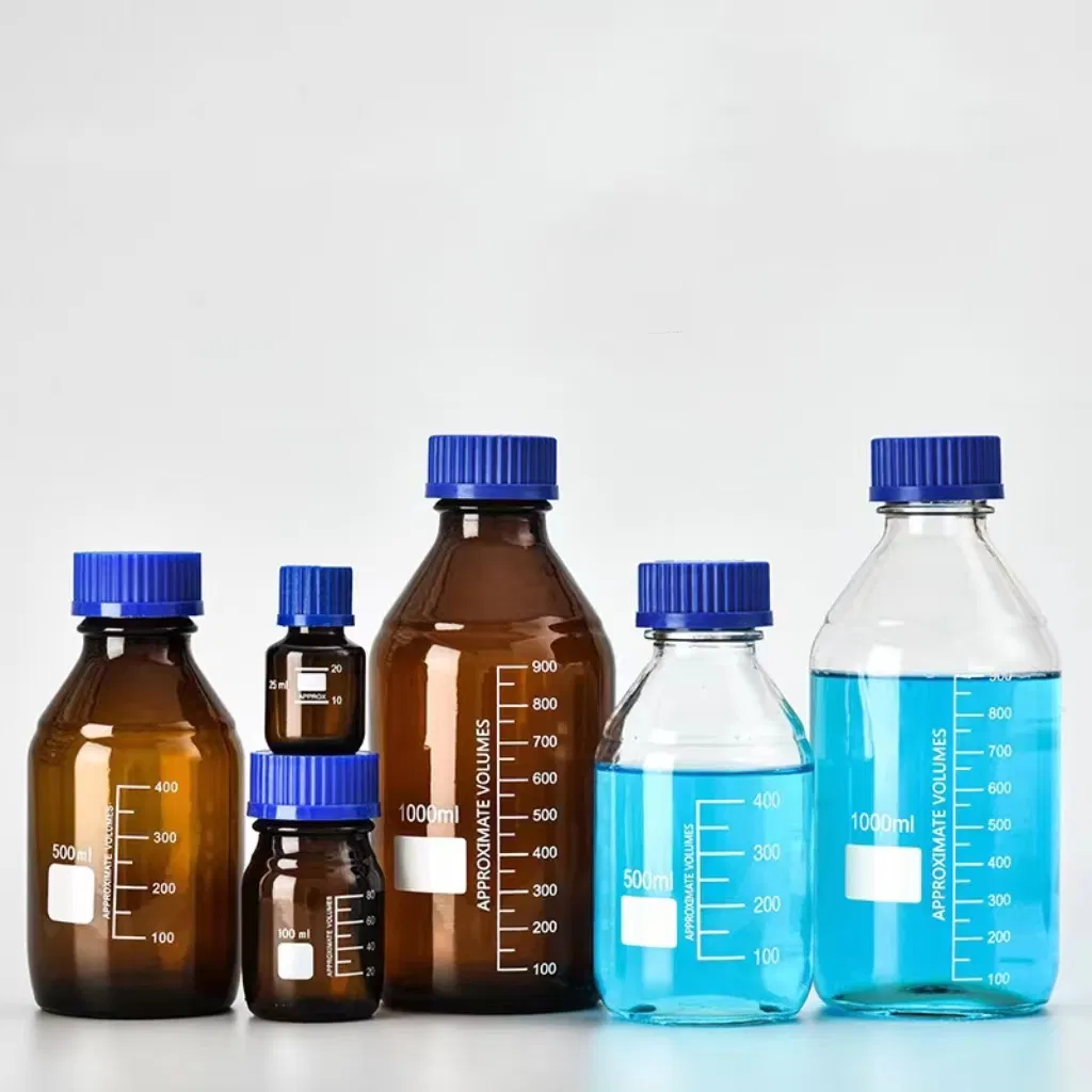 Muha Lab Supplies Round Screw Cap Bottom Glass Chemical Reagent Bottle Glass Jar 200ml 500ml Glassware
