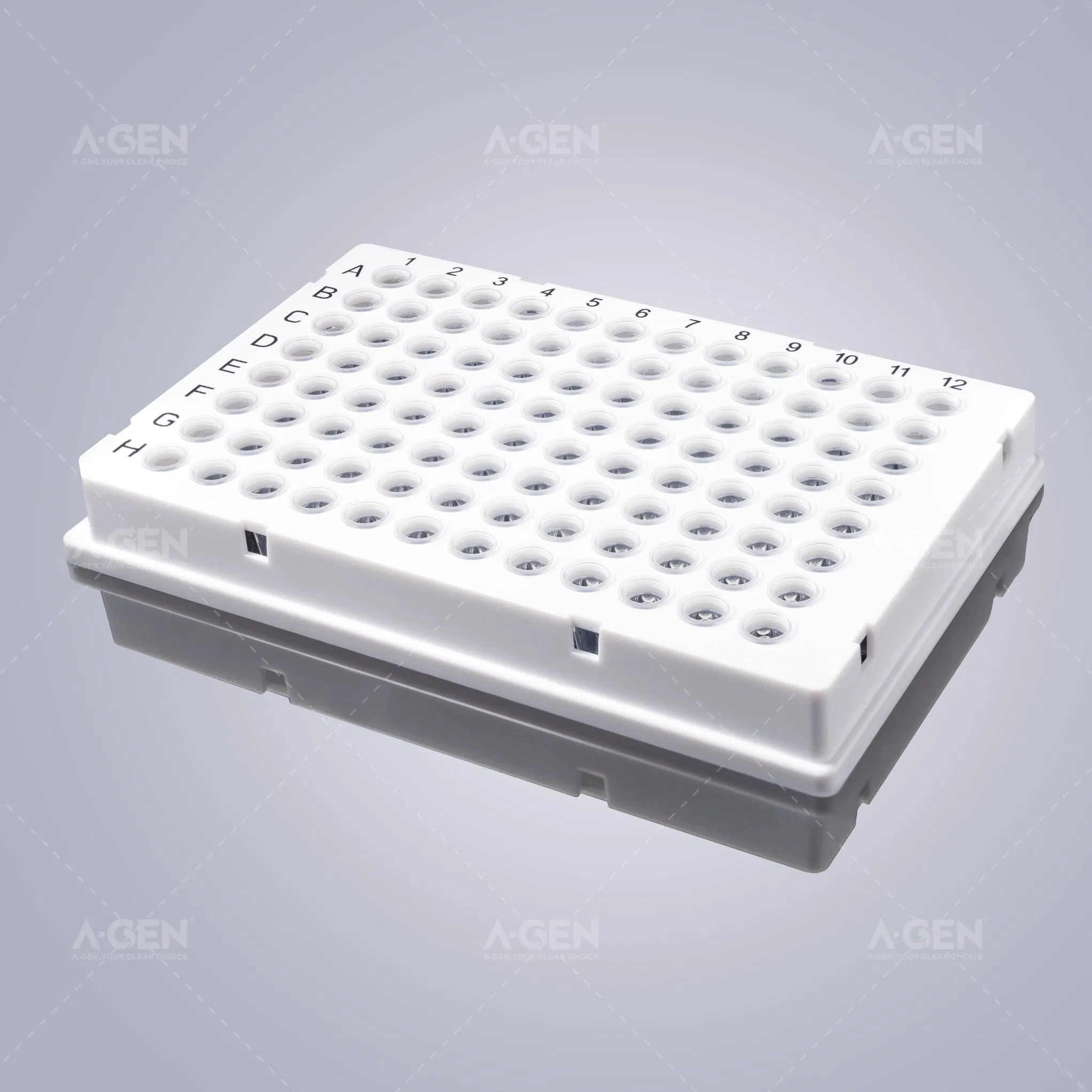 Fully Skirt Lab Plastic 100UL PCR Plate 0.1ml 96 Well Plate with White Frame and Transparent Tube PCR-96br-Lf-Cw-P