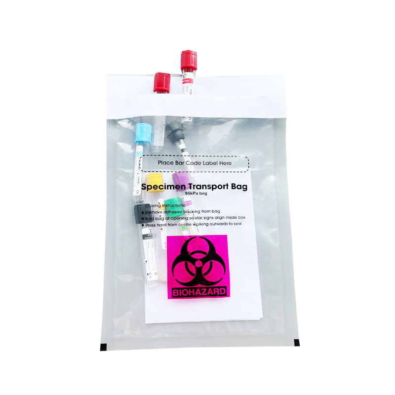Customized 3 Layers 4 Layers PE Laborary Biohazard Medical Sample Dental Kangaroo Transport Collection 95kpa Zipper Specimen Plastic Bag
